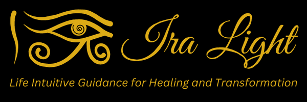 Ira Light golden logo on a black background, featuring the acronym 'LIGHT,' which stands for Life, Intuitive Guidance for Healing, and Transformation. This elegant design embodies the essence of Ira Light's mission to illuminate the path to personal growth and spiritual awakening.